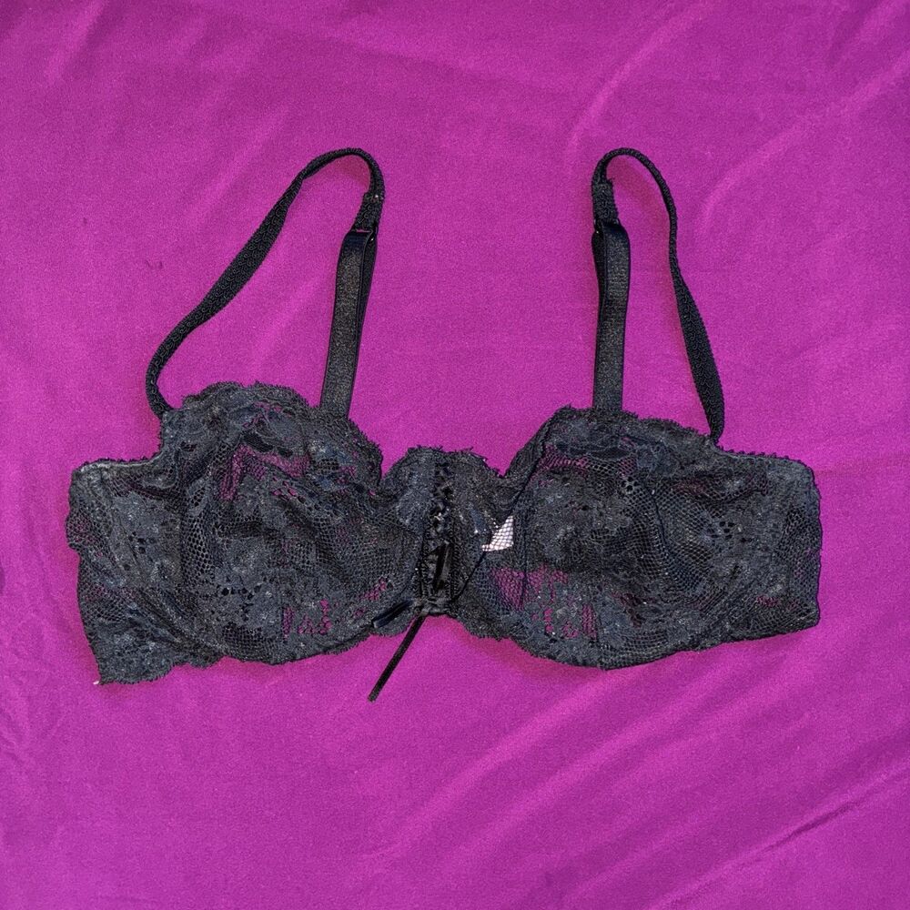Victoria's Secret Women’s Dream Angels Black Floral Lace Ultra Sheer 36 D Bra